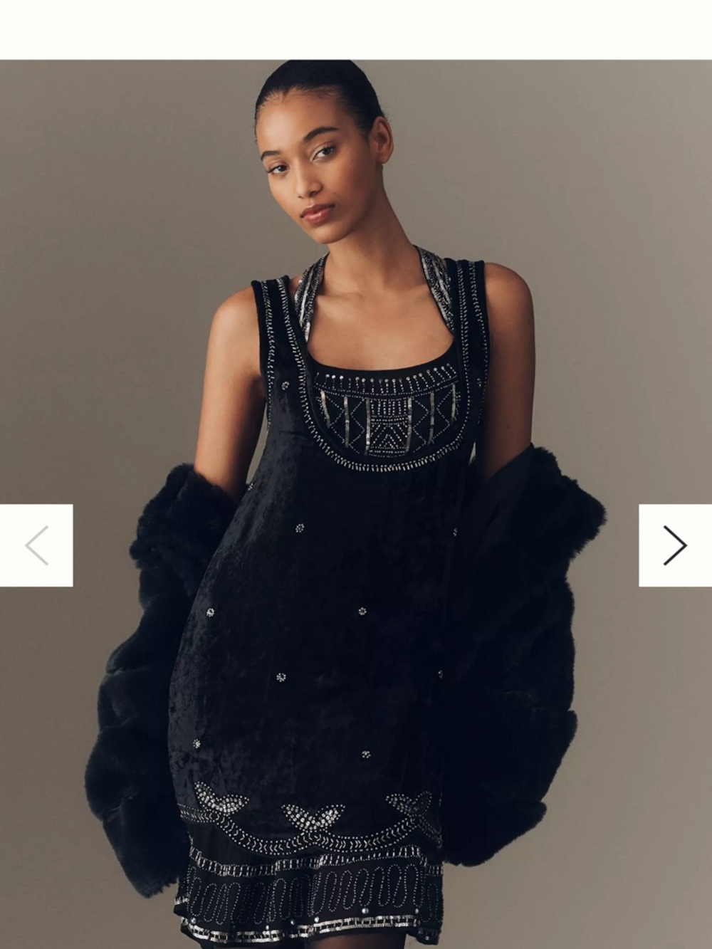 Anthropologie Plus Sleeveless Beaded Mini Dress